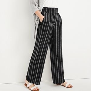 Striped Linen Wide Leg Pant High Rise